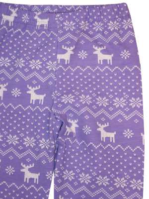 Леггинсы "Зимний узор" с оленями - Размер 98 - Цвет фиолетовый - Картинка #4
